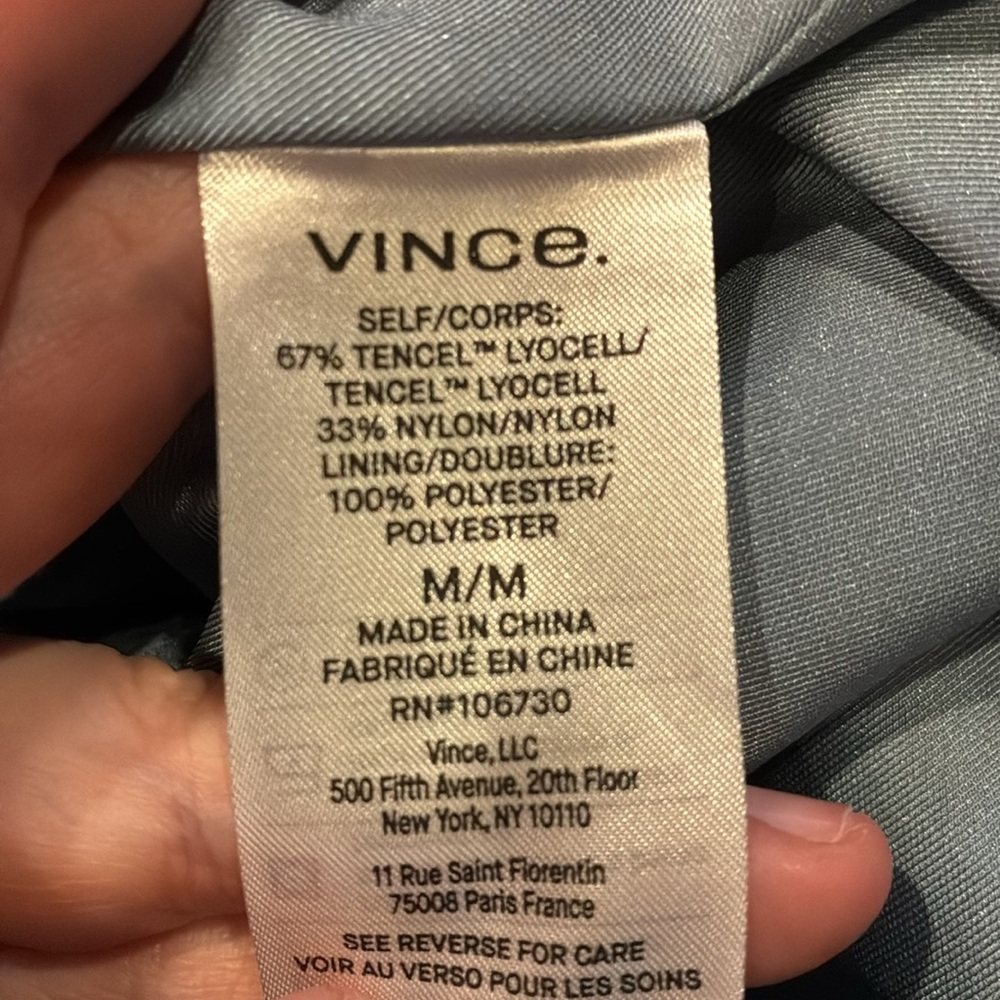 NWT Vince Medium Dusty Blue Gauze Tiered V-Neck Sleeveless Dress (ABBA) - Picture 13 of 16